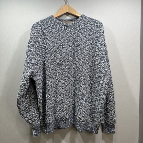 VTG SHENANDOAH Mens XXL Blue Gray Lattice Knit Cotton Blend Crew Neck Sweater US - Picture 12 of 12